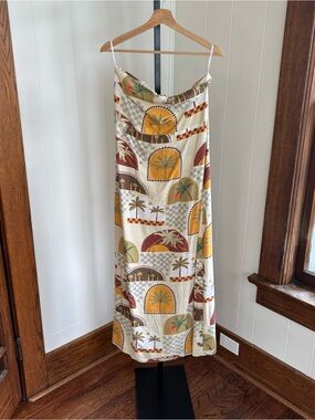 Paper Heart | Dresses | Paper Heart Dress Medium Blue Maxi Linen Blend  Coastal Beach Sicily Strapless | Poshmark